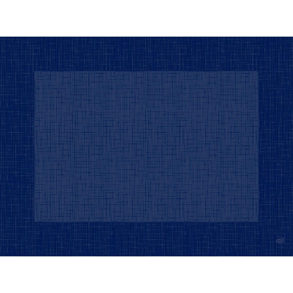 A large square with a cross pattern sits on a dark blue background, reminiscent of the Dunicel placemats 30 x 40 cm Linnea dark blue by Duni GmbH (pack of 500 pieces). In the bottom right corner, there is a small circular marking.
