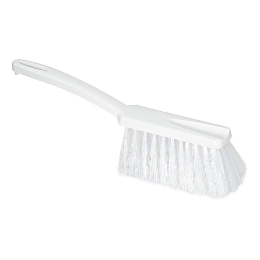 Der Nölle Profi Brush HACCP Handfeger mit Borstenstärke 0,25 mm von Nölle Profi Brush Bürsten- & Pinseltechnik e.K. verfügt über steife, gerade Borsten und einen langen Griff mit zwei rechteckigen Löchern - perfekt für die HACCP-konforme Reinigung.