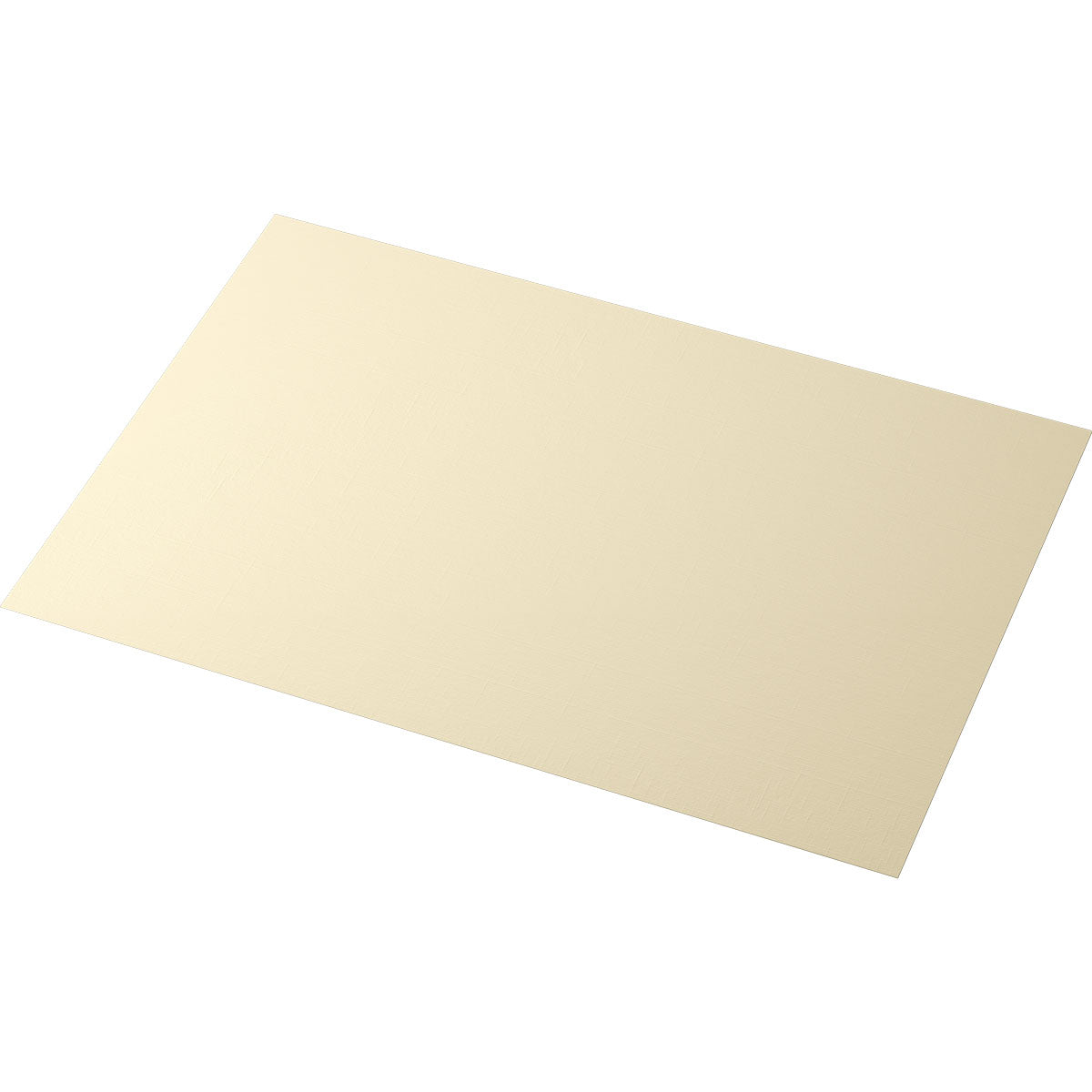 A single sheet of smooth, cream-colored paper—about the same size as the Evolin placemats from Duni GmbH (30 x 43.5 cm)—is displayed at a slight angle against a white background.
