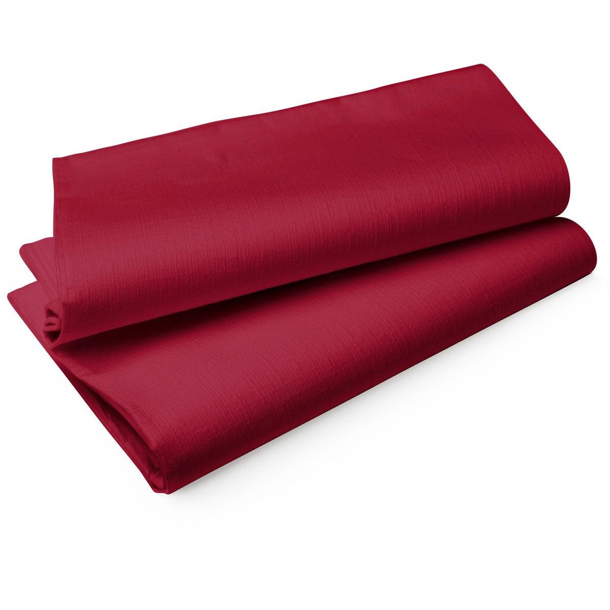 Two folded Evolin tablecloths by Duni GmbH in elegant Bordeaux, each 84x84 cm, are stacked on a white background.