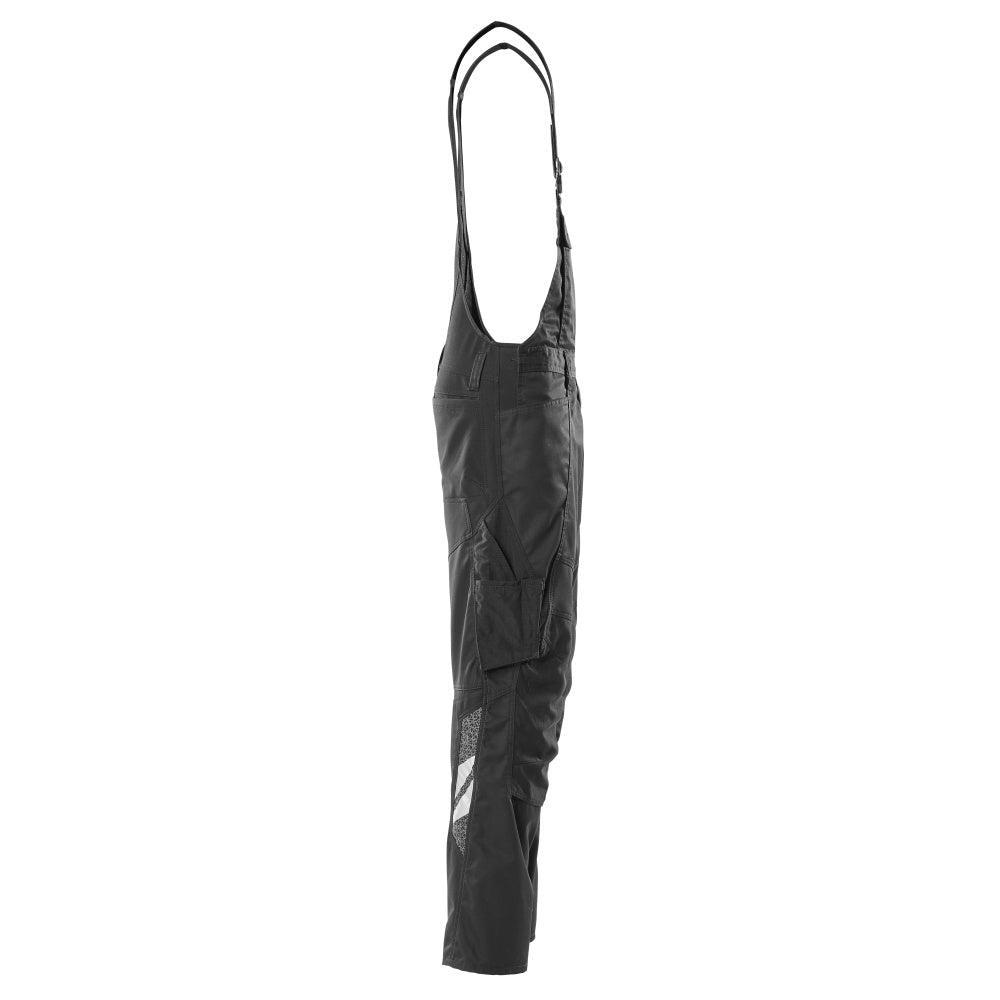 Dungarees, knee pockets, stretch inserts Dungarees, black