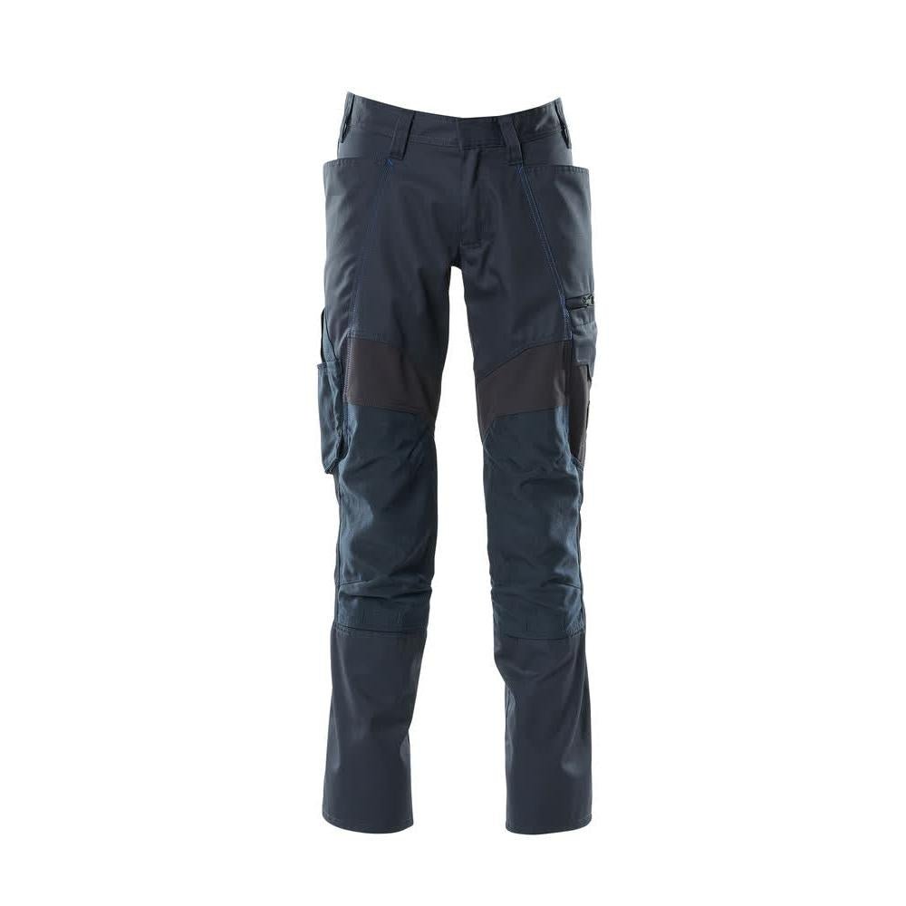 Trousers with knee pockets, stretch inserts trousers, black-blue