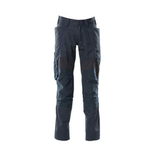 Trousers with knee pockets, stretch inserts trousers, black-blue