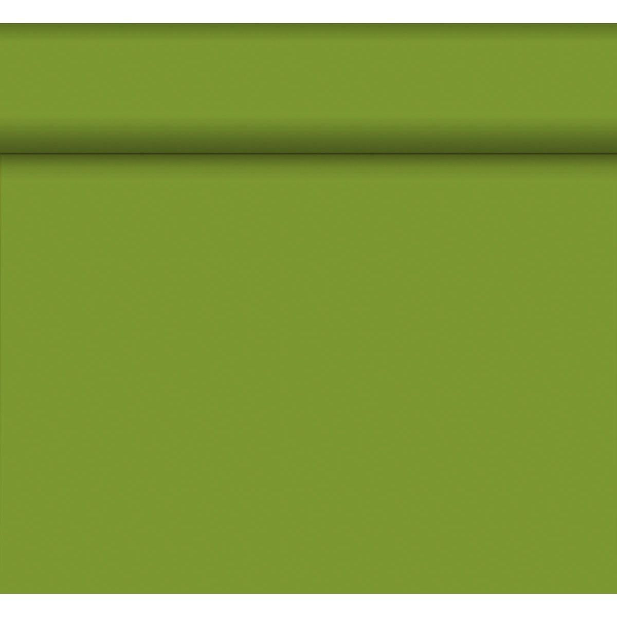 Eine flache grüne Oberfläche mit einer horizontalen Erhöhung im oberen Bereich, die an den Dunicel-Tischläufer Tête-à-Tête 24 m x 0,4 m (20 Abschnitte) der Duni GmbH erinnert, erzeugt einen subtilen Schatten und teilt das Bild in zwei Bereiche.