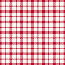 Ein rot-weißes Karo mit gleichmäßig verlaufenden Linien bildet Quadrate und Rechtecke auf diesen hochwertigen Dunisoft-Servietten 40 x 40 cm 1/4 Falz der Duni GmbH.