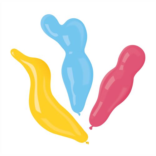 Eight colorful PAPSTAR GmbH balloons "figures" with twisted shapes - ideal for parties - are depicted on a white background. You can find them in a mixed pack of 8, perfect for crafting colorful balloon figures.