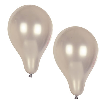 Two inflated, pearl white PAPSTAR 10 balloons (Ø 25 cm) from PAPSTAR GmbH made of latex present themselves on a plain white background with light reflections - ideal for an elegant decoration.
