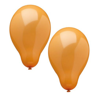 Two orange PAPSTAR 10 balloons Ø 25 cm from PAPSTAR GmbH made of high-quality latex are inflated and glossy against a white background - ideal as decoration.