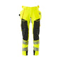 Pants with hanging pockets, ULTIMATE STRETCH pants, hi-vis yellow/black