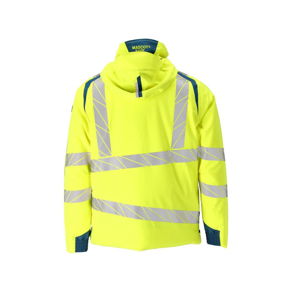 Winter jacket CLIMASCOT®, light weight winter jacket, hi-vis yellow/dark petroleum