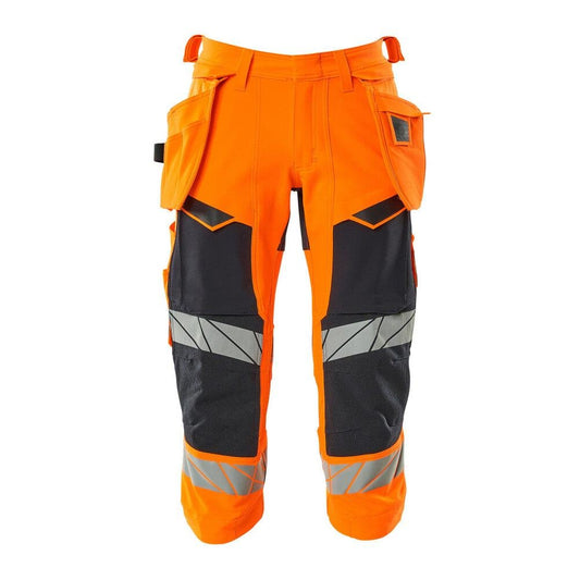 Three-quarter pants, hanging pockets, stretch three-quarter pants