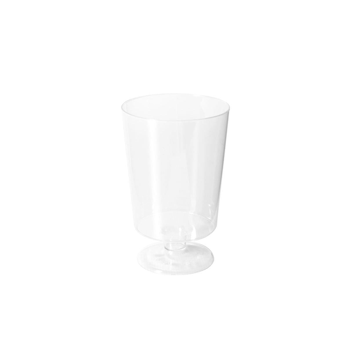 A wine glass Château 157 ml from Duni GmbH made of transparent, biodegradable PLA stands centrally on a white background - environmentally friendly; package contains 12 pieces.
