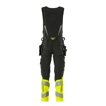 Combination trousers, hanging pockets, ULTIMATE STRETCH combination trousers, black/hi-vis yellow