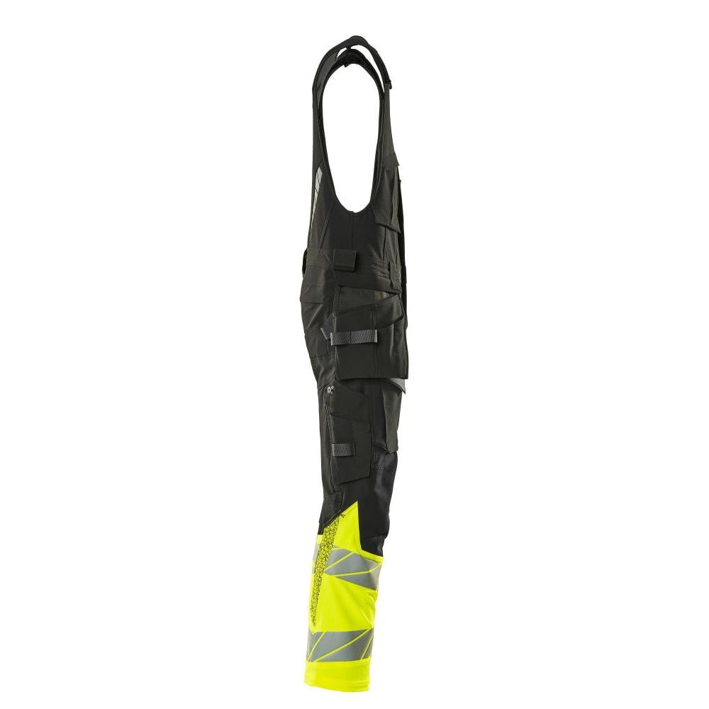 Combination trousers, hanging pockets, ULTIMATE STRETCH combination trousers, black/hi-vis yellow