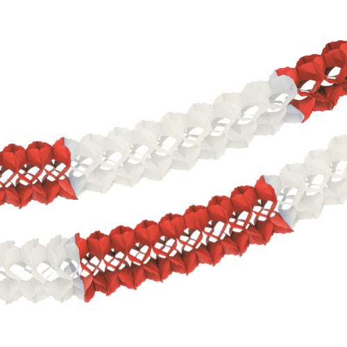 Two PAPSTAR large room garlands (flame retardant, Ø16 cm, 10 m, paper) in alternating red and white diamond pattern – ideal holiday decoration from PAPSTAR GmbH.