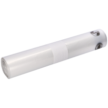 Eine Rolle EMIL DEISS KG (GmbH + Co.) DEISS 19302 - 800x1000x0,05 mm transparente Müllsäcke (25 Stück) mit weißem Etikett in der Mitte, abgebildet auf einem einfarbig weißen Hintergrund.