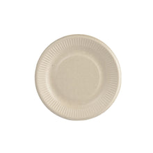 A round, brown bagasse plate (ø 15 cm) from the brand Duni GmbH, biodegradable and environmentally friendly - available as a pack of 50 pieces.