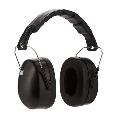 The 3M™ capsule hearing protector with foldable headband 90563E offers SNR 30 dB protection in Black, with padded ear cups, adjustable metal bands, and visible 3M logo. The package contains 1 piece. From 3M Deutschland GmbH.