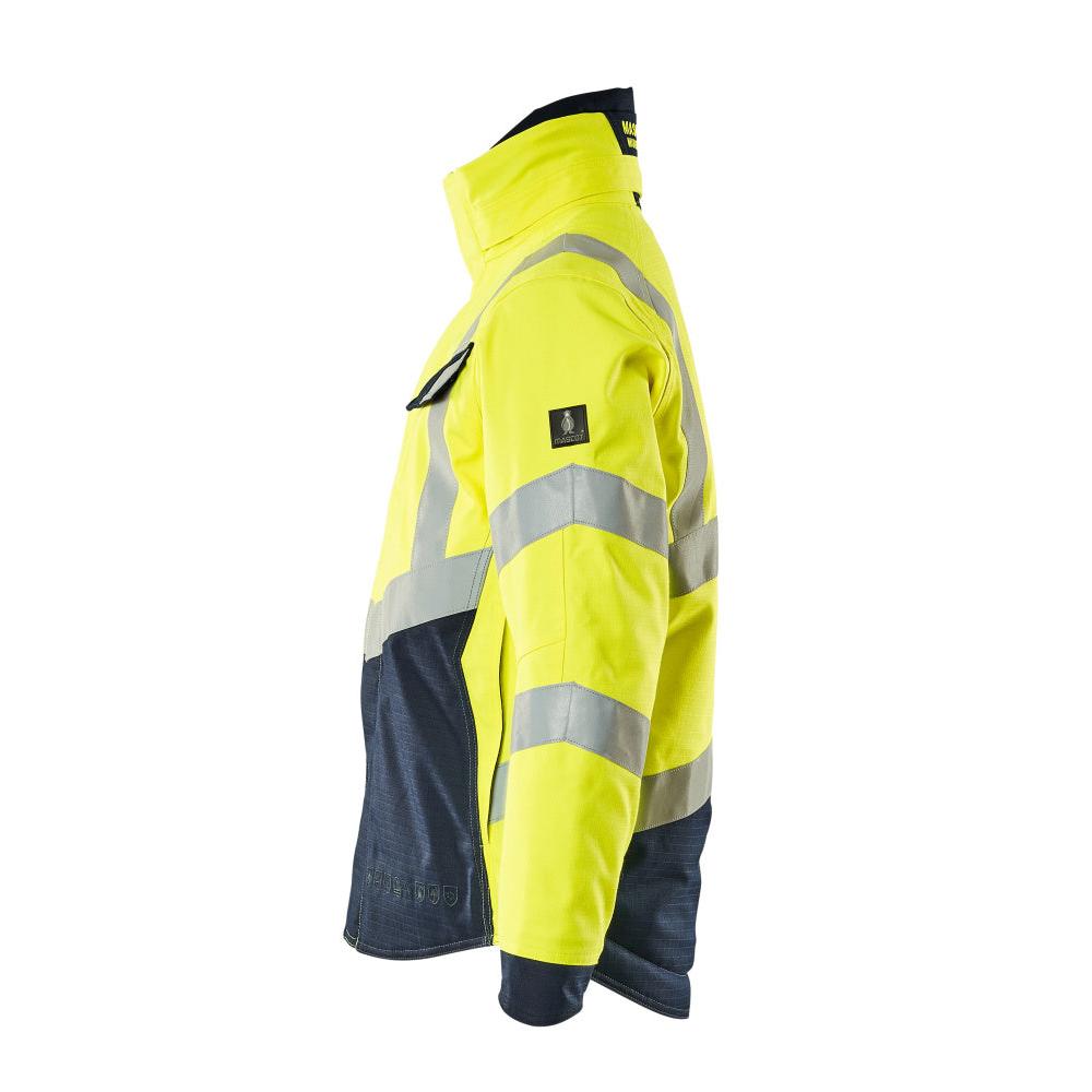 Winter jacket with quilted lining Pilot jacket Multisafe, hi-vis yellow/black-blue