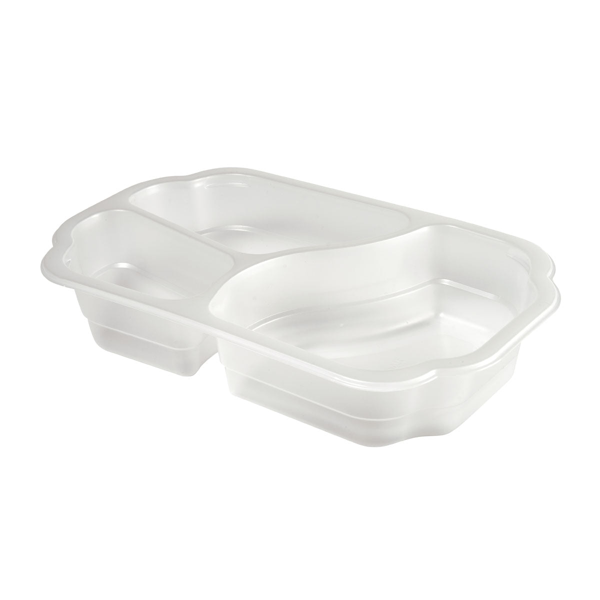 The PP bowl Take-Away 3 Transparent PP 250x159x48 from Duni GmbH is a food bowl with three compartments, perfect for serving or storing different foods as a practical food packaging. The package contains 246 pieces.