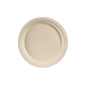 A round, brown plate ø 26 cm Brown made of unbleached bagasse from Duni GmbH is shown from above on a white background. With a slightly raised edge and smooth surface, it is the eco-friendly choice for any occasion. Pack of 50 pieces.