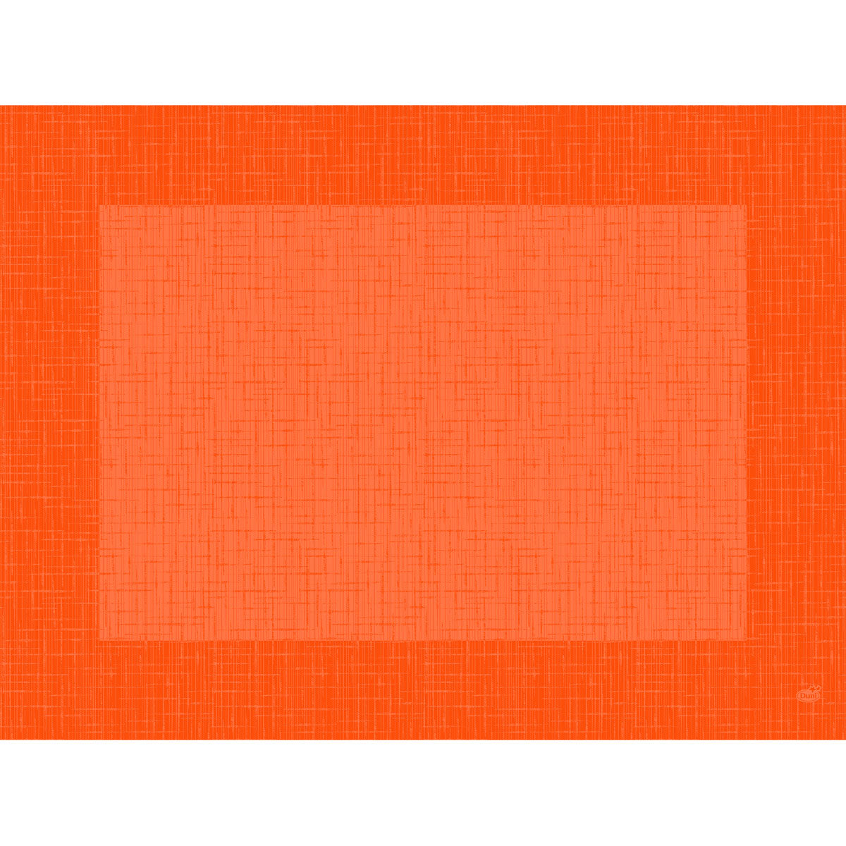 Ein digitales Kunstwerk, inspiriert von den Auslaufartikeln der Duni GmbH: Dunicel-Tischsets 30 x 40 cm Linnea Sun Orange zeigt ein lebhaftes Raster in Orange und Rot mit einem helleren orangefarbenen Rechteck, das von einem dunkleren orangefarbenen Rand umrahmt wird. Packung (100 Stück).