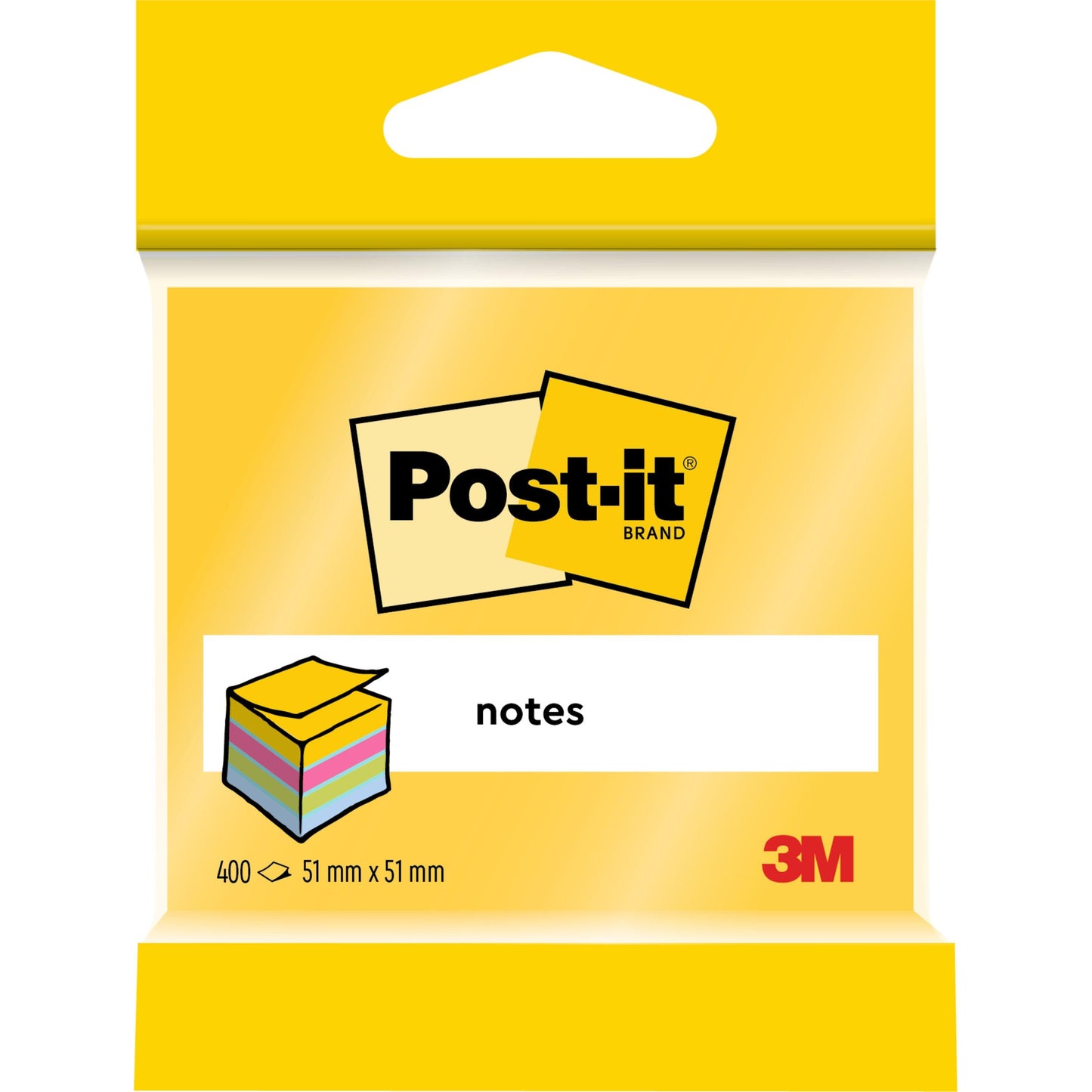 Eine Packung Post-it® Notes Mini Würfel von 3M Deutschland GmbH, 51 mm x 51 mm, 400 Blatt pro Block, 100% PEFC zertifiziert.