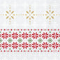 Die Servietten 33x33 3lagig 1/4 Tradition von Duni GmbH zeigen goldene, rote und grüne Sterne und Schneeflocken in Reihen auf Weiß, die an klassische Weihnachtsdekoration erinnern. Die Packung enthält 50 Stück.