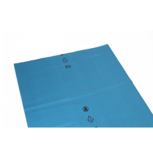 The DEISS 20101 (650+550x1350 mm, Type 100, blue) from EMIL DEISS KG is a large blue plastic film with recycling symbols and the black number "65", intended for transport and storage. Depicted on a monochrome white background.