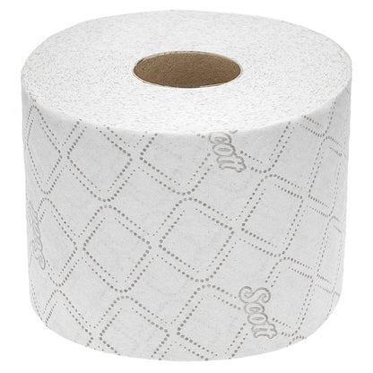 Scott® Control™ toilet paper from Kimberly-Clark GmbH: 6 packs with 6 white rolls, 350 sheets, diamond pattern, "Scott" print, for comfort and hygiene. Photographed unused on a white background.