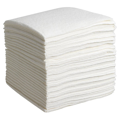 A stack of WypAll® L40 PowerClean quarter-folded wipes from Kimberly-Clark in white (18x56), ideal for all cleaning solutions and tasks.