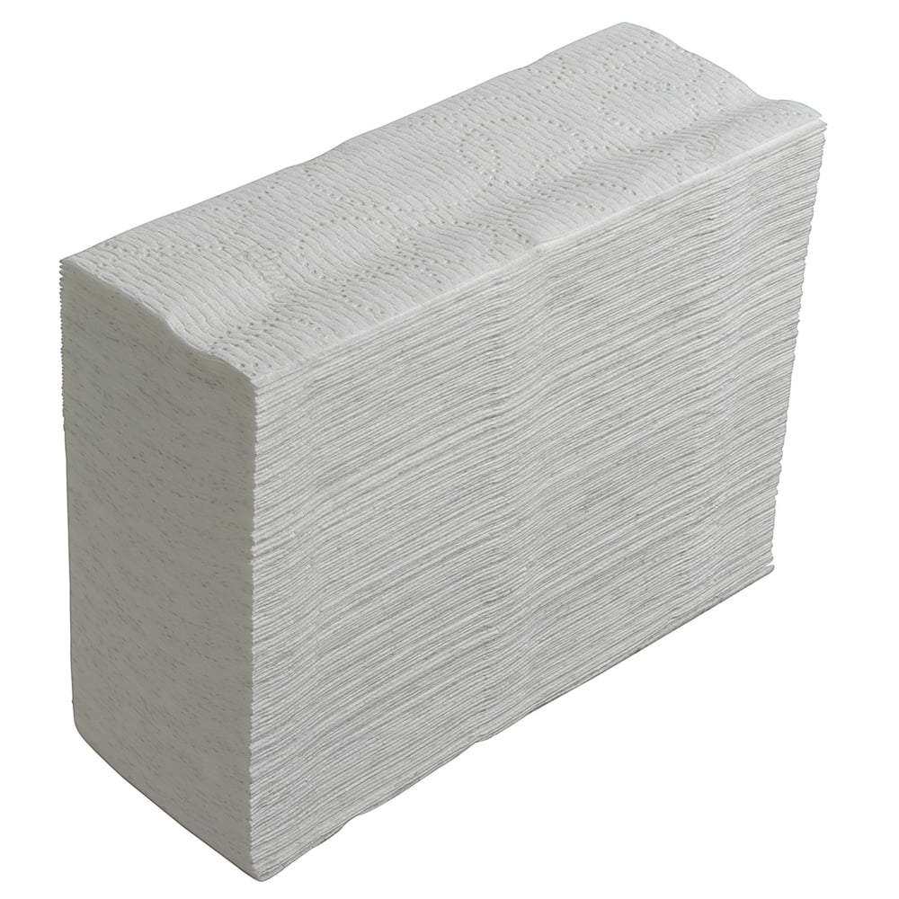 A neatly arranged stack of Kimberly-Clark GmbH Kleenex® Ultra™ Hand Towels MultiFold White Small (18 x 150 sheets per box) is shown from a slight angle on a solid white background.