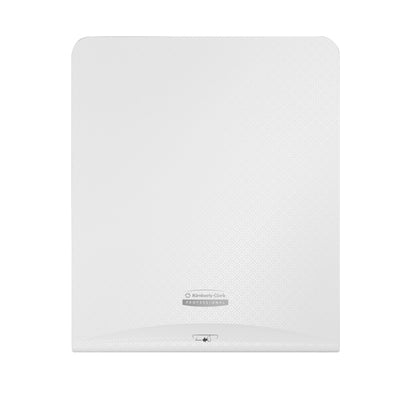 The Kimberly-Clark Professional™ Icon™ Dispenser Faceplate - eHRT (33.02 x 37.47 x 3.18 cm) by Kimberly-Clark GmbH provides a stylish hygiene solution in any washroom with its subtle texture and logo.