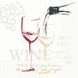 A stylized wine motif adorns the Duni GmbH 3-ply cell. napkins (24x24 cm, pack of 250), featuring wine being poured into a glass, grapes, and handwritten script in the background.