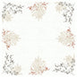 A square border with botanical motifs in beige, red, and gray on a light, textured background, inspired by the Bio-Dunicel tablecloth 84x84 cm - Wood & Nature by Duni GmbH. The central area is empty - ideal for eco-friendly wood products.