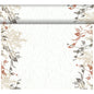The Bio-DC Tete a Tete (0.4x24m) from Duni GmbH has a beige background, thin vertical lines, and brown, beige, and black botanical art on the top and sides - ideal for natural wood decoration. Includes matching horizontal border at the top edge.