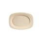 An empty, oval 22 cm brown bagasse plate (uncoated, 230x265x20 mm) from Duni GmbH is depicted from above on a white background. The uncoated plate comes in a pack of 60 pieces.