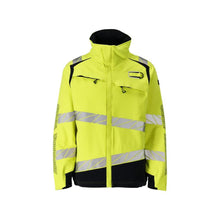 Jacket, ULTIMATE STRETCH work jacket Multisafe, hi-vis yellow/black-blue