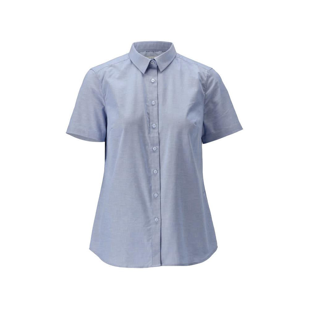 Shirt, short sleeve, classic women's, stretch women's blouse, light blue