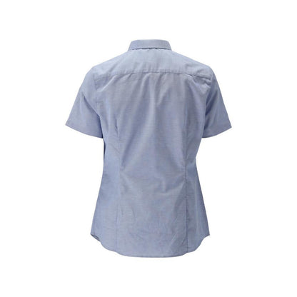 Shirt, short sleeve, classic women's, stretch women's blouse, light blue