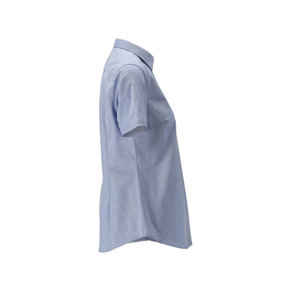Shirt, short sleeve, classic women's, stretch women's blouse, light blue