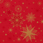 Red background with golden and dark red geometric stars and snowflakes, dotted and patterned accents - ideal for Duni napkins 1/4-fold, 3-ply, red (250 pieces) by Duni GmbH, perfect for stargazing events.