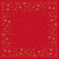 Die Bio-Dunicel Mitteldecke 84x84 cm in Rot von Duni GmbH hat eine goldene Schneeflocken- und Sternenbordüre mit verstreuten goldenen Sternen, die für einen festlichen Look sorgen - perfekt für Sterngucker-Events. Packung mit 20 Stück.