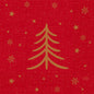 A golden stylized Christmas tree stands on a red grid background with golden stars and snowflakes - ideal for the napkins 33x33 3-ply 1/4 Shimmer Trees by Duni GmbH, pack (250 pieces).