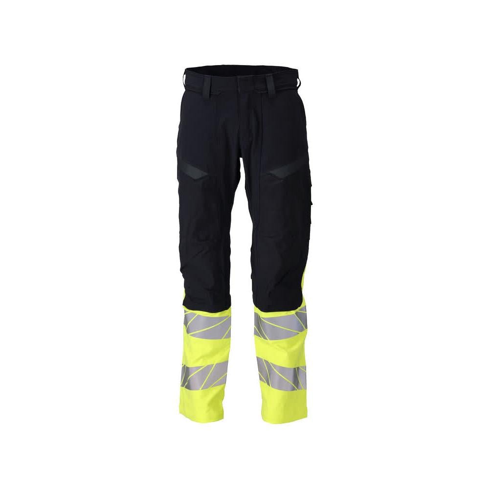 Trousers, knee pockets, ULTIMATE STRETCH trousers Multisafe, black blue/hi-vis yellow