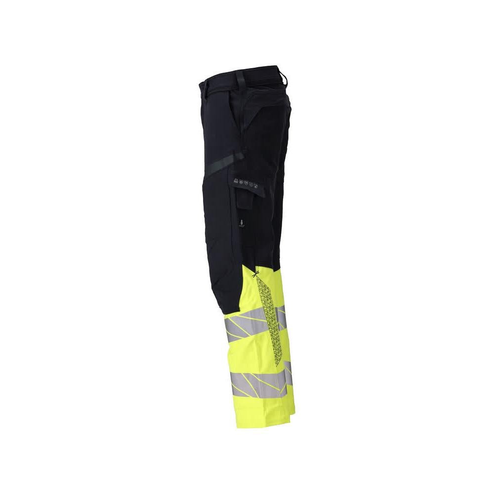 Trousers, knee pockets, ULTIMATE STRETCH trousers Multisafe, black blue/hi-vis yellow