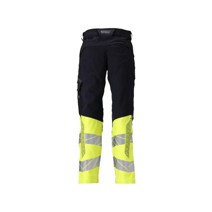 Trousers, knee pockets, ULTIMATE STRETCH trousers Multisafe, black blue/hi-vis yellow