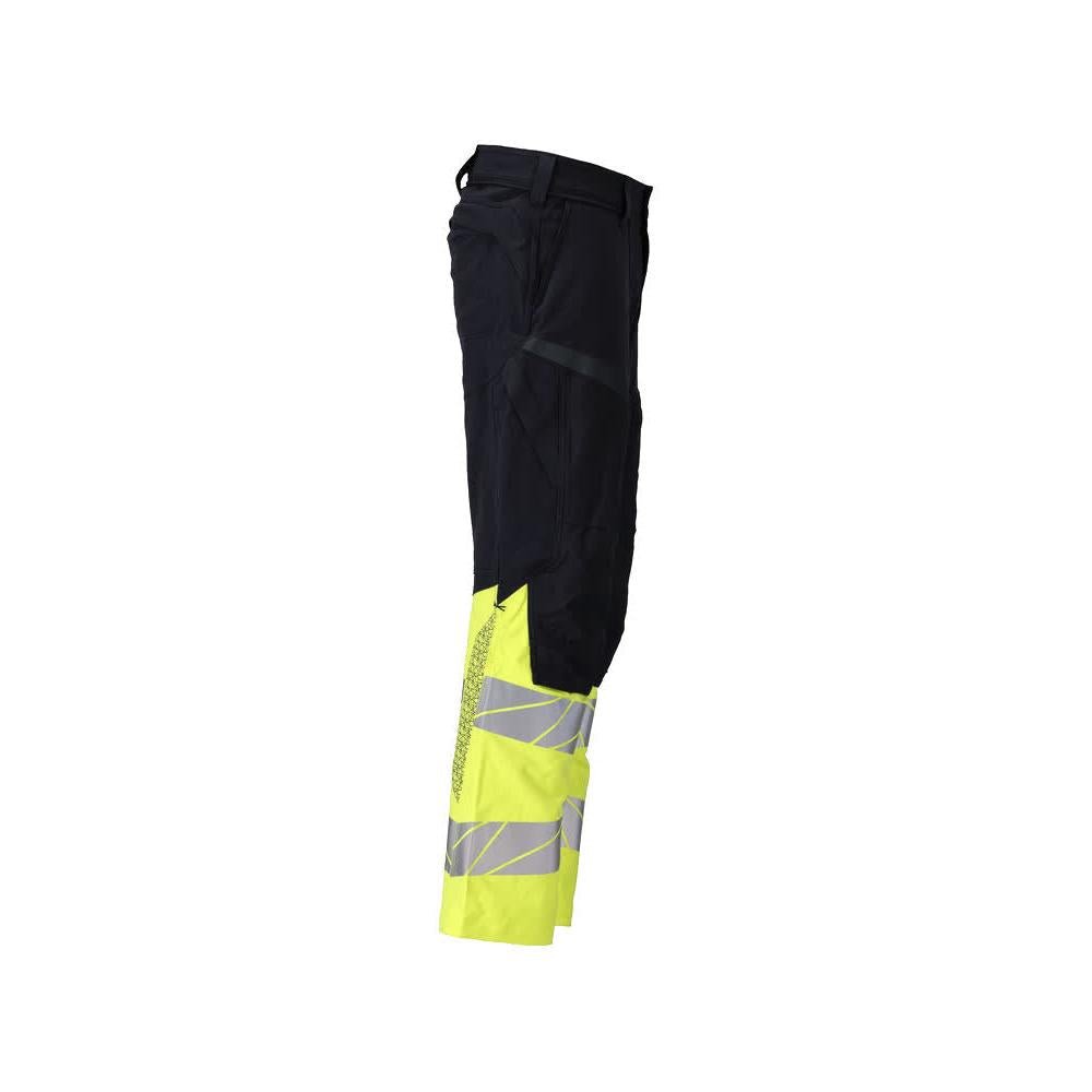 Trousers, knee pockets, ULTIMATE STRETCH trousers Multisafe, black blue/hi-vis yellow