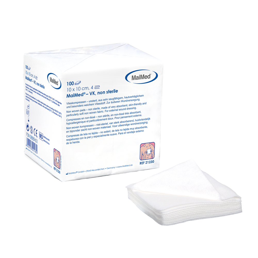 MaiMed-VK non-sterile fleece compresses of 100 pieces/paper bag