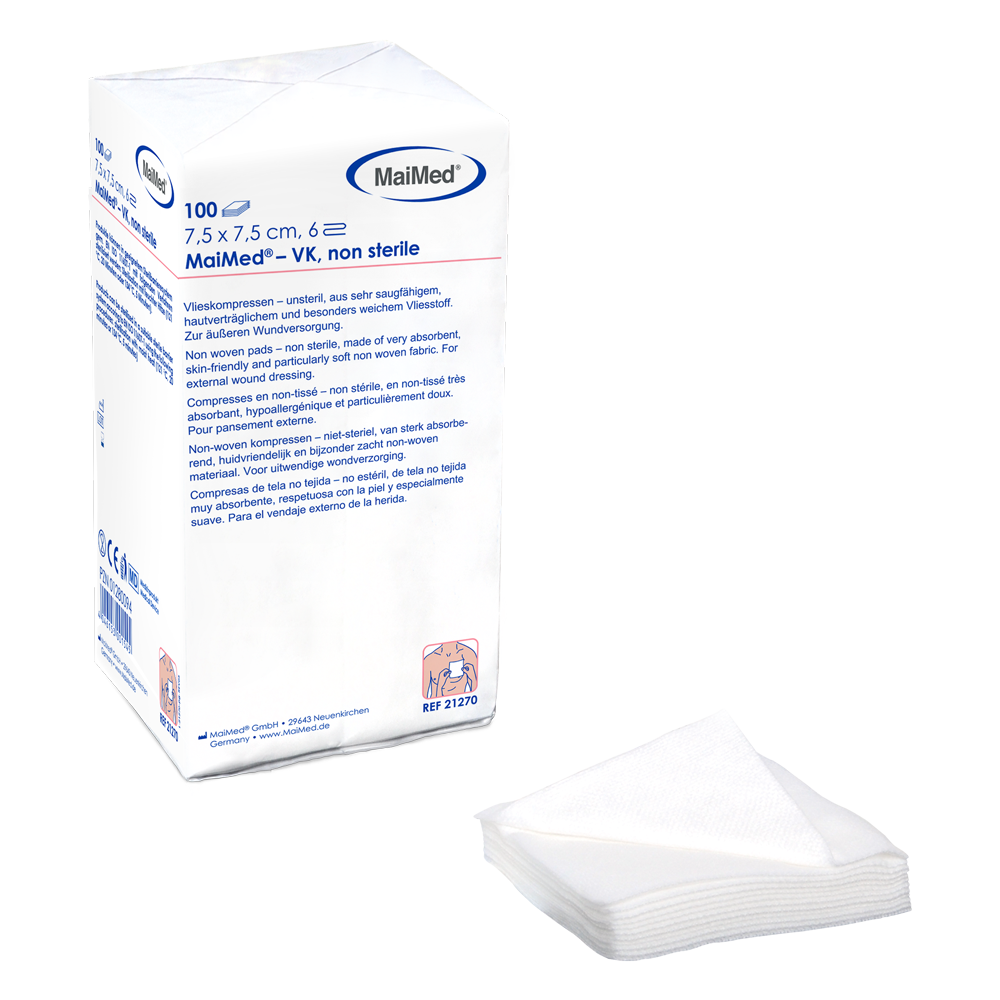 MaiMed-VK non-sterile fleece compresses of 100 pieces/paper bag